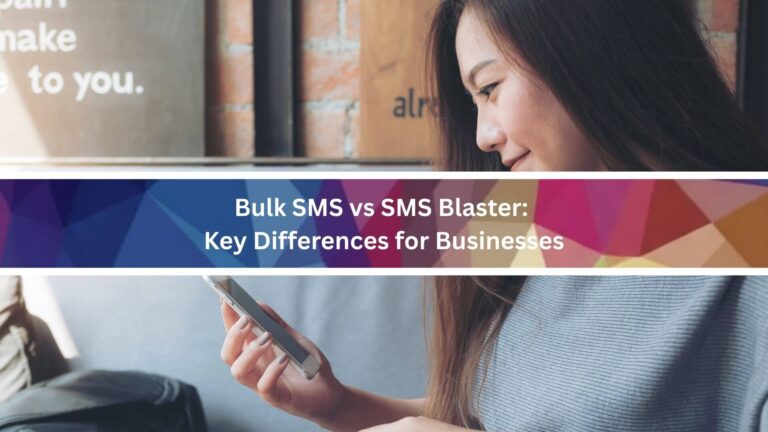 Woman using smart phone to check Bulk SMS vs SMS Blaster: Key Differences for Businesses