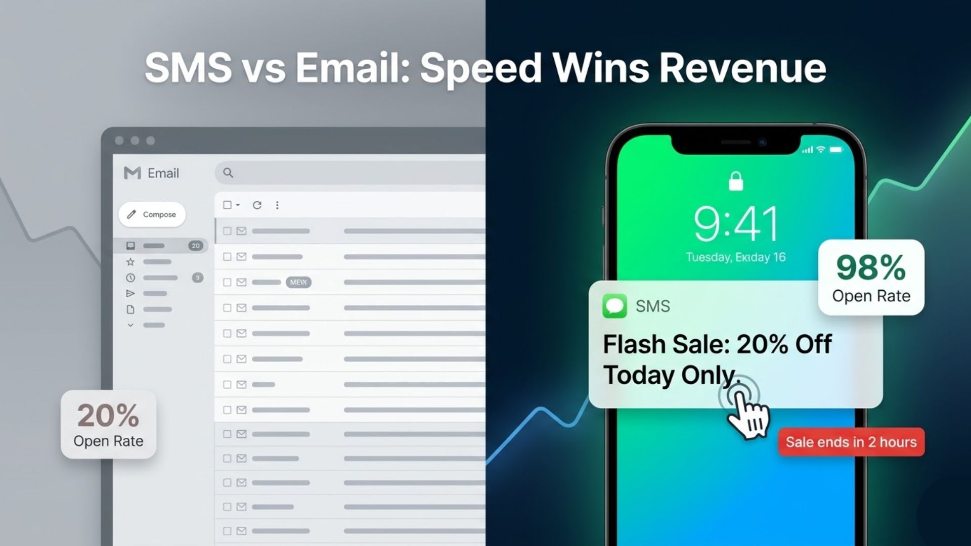 A split-screen visual showing two contrasting marketing outcomes