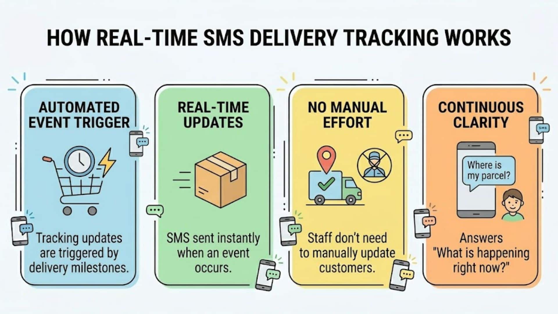 illustration image of how real time SMS delivery tracking works (SMS by Anchor)
