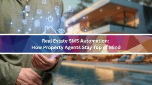 A property agent using mobile phone to set up SMS automation to stay at top sales position