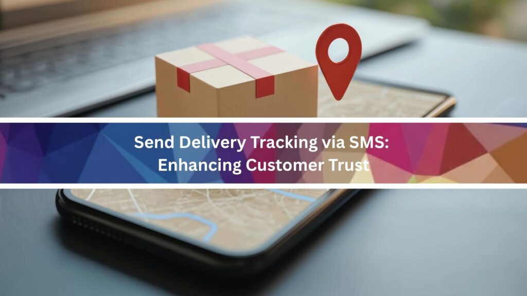A mini parcel illustration image placing on mobile phone that showing a map, indicating delivery tracking